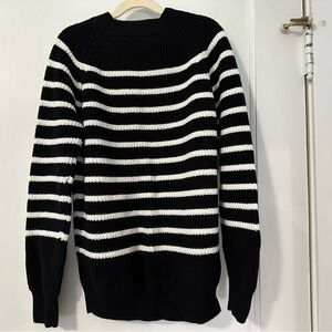 Amour Vert Layla Organic Cotton Sweater Black IvoryStripe Women’s Small